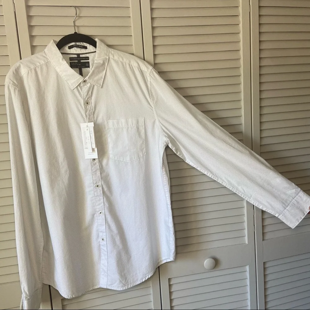 NWT White Patterned Button-down Sz XL - Picture 2 of 8